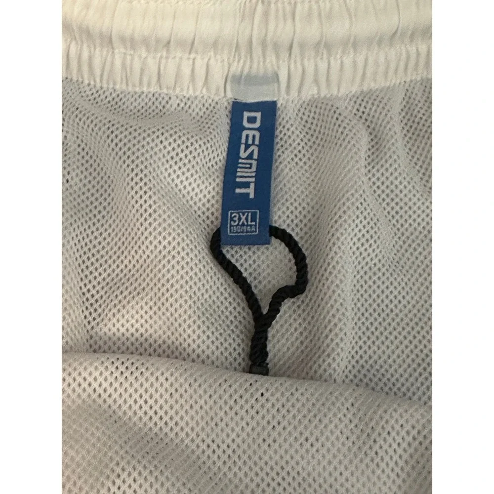 Desmiit Mens White Swim Trunks Rainbow Pocket Board Shorts Mesh Lined XL 3XL
